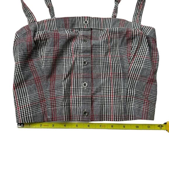 Hollister square neck button front plaid crop top ruched goth punk women’s small - Picture 10 of 13
